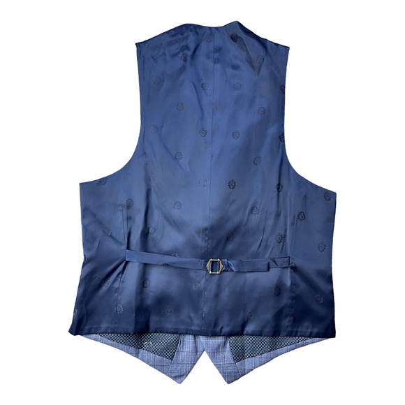 Lauren Ralph Lauren Men Hitchcock Suit Vest Blue Plaid 5 Button Wool Blend S New - Picture 2 of 9